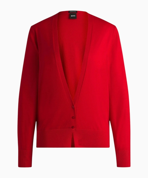V-neck knitted cardigan in wool