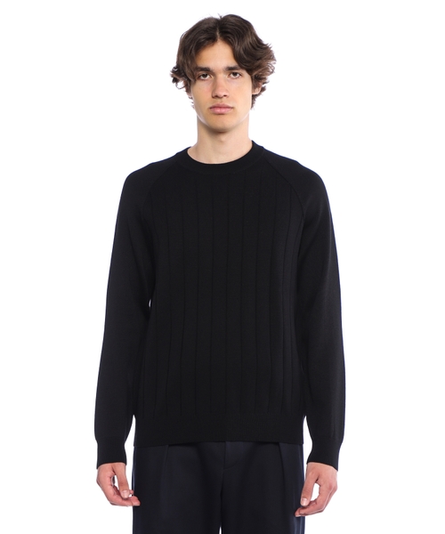 Wool-blend regular-fit sweater with stripe knit