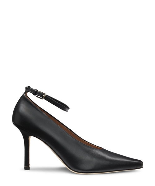 Nappa-leather pumps with ankle strap