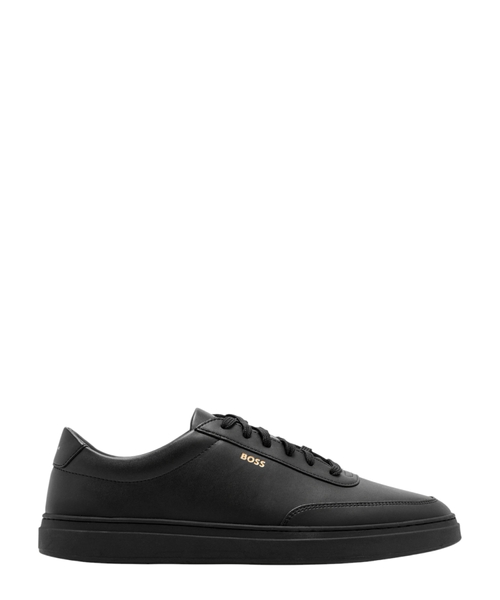 Leather trainers with logo