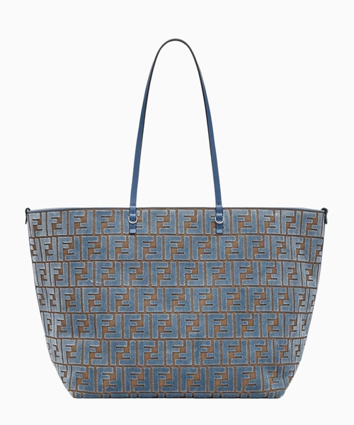 Roll Large Cappuccino FF jacquard velvet bag