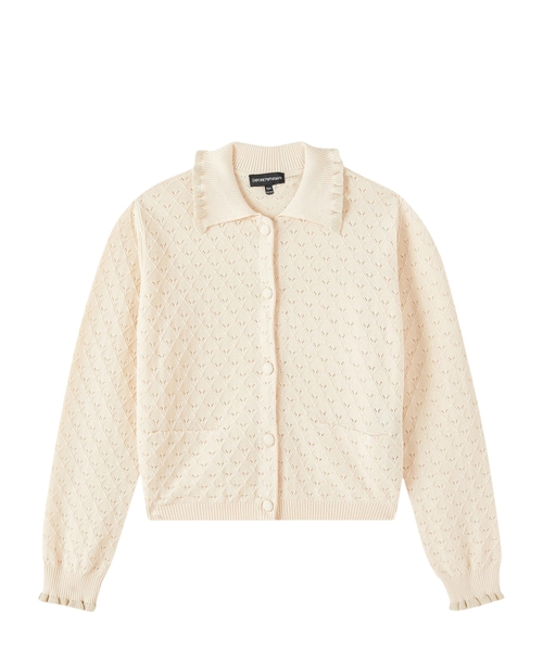 Knit cardigan with a perforated motif