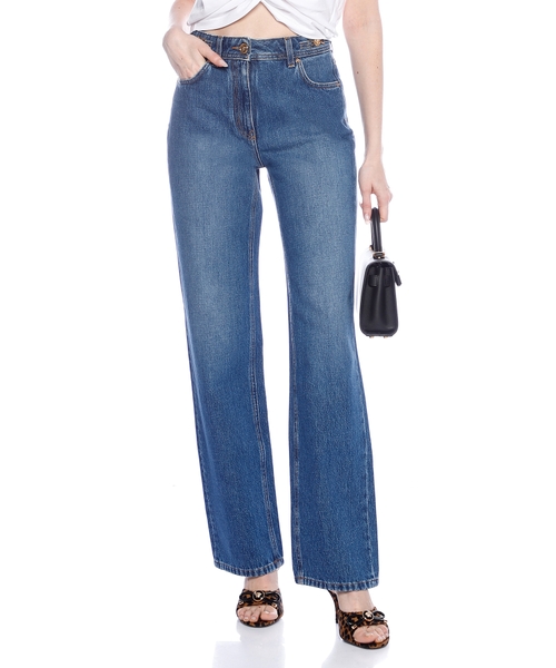 Meduza detallı denim şalvar