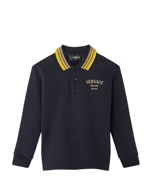 Long sleeve polo with logo