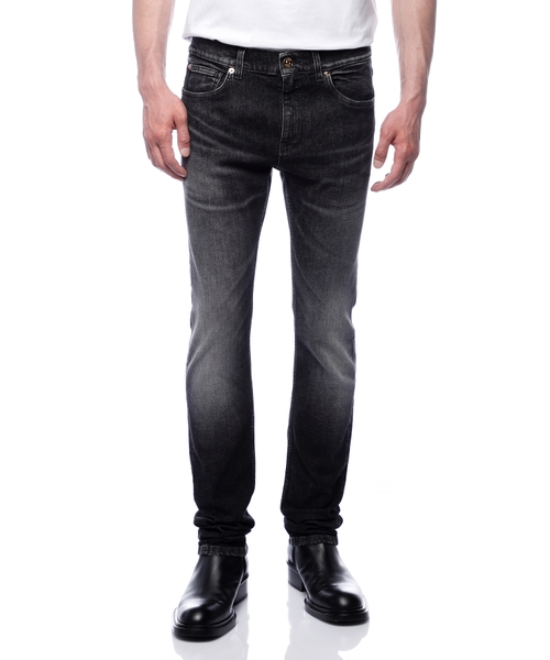 Embroidered Medusa slim-fit jeans