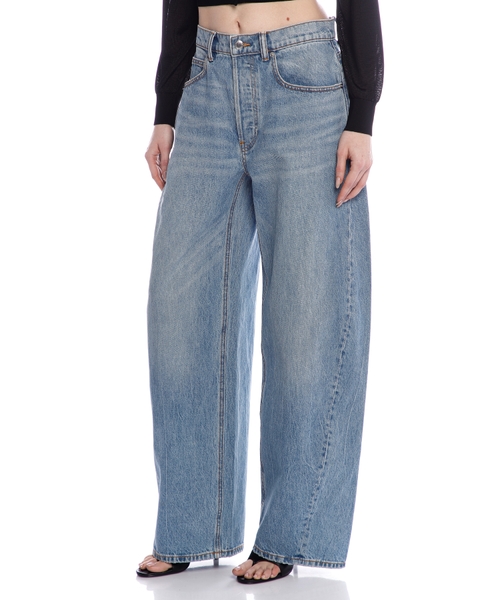 デニム・ジーパン ALEXANDER WANG Women Denim Pants 418804 4DC2254767 BLUE Pre-Styled Denim Jeans with Asymmetrical Lace Waistband in