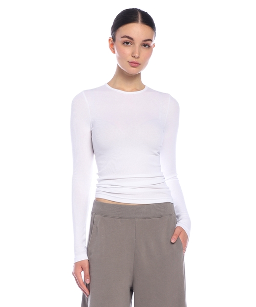 Circular Ribbed Crewneck Pullover T-Shirt