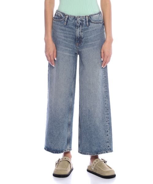 Qısaldılmış bol biçimli denim şalvar