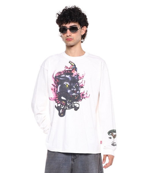 Loqo printli pambıq uzunqol T-shirt