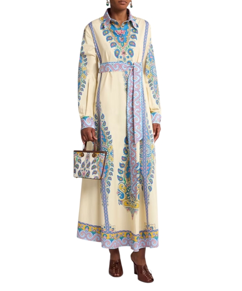 Хлопковое платье-рубашка с принтом