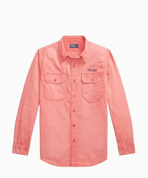 Classic fit embroidered chino workshirt