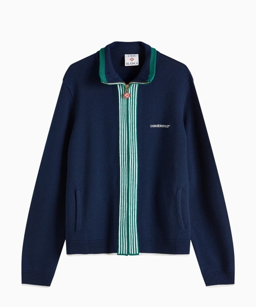 Knit tennis track jacket