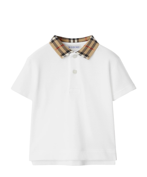Check collar cotton polo shirt