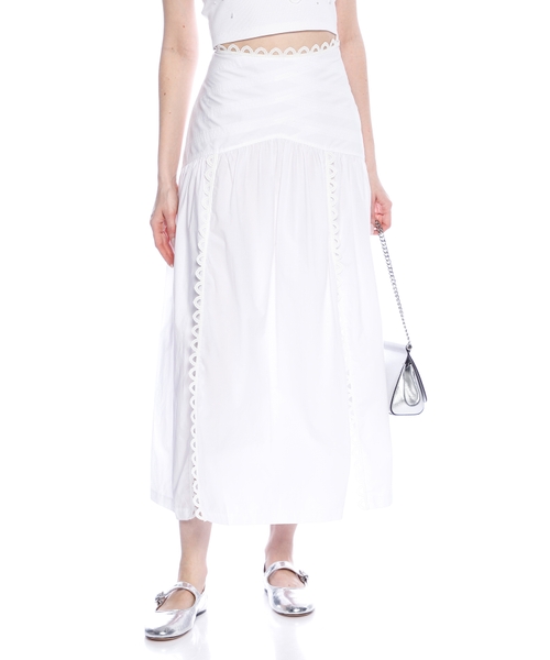 Poplin midi skirt