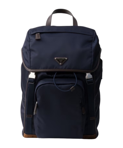 Re-Nylon and leather backpack