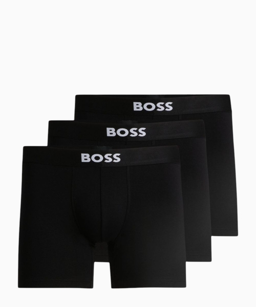Three-pack of stretch-cotton boxer briefs with logos