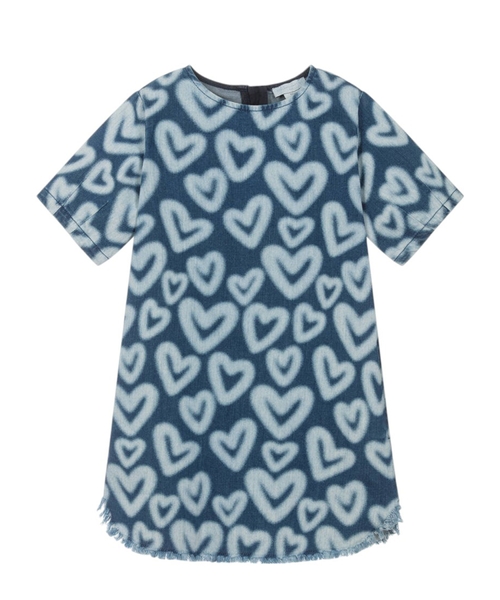 Denim dress with hearts