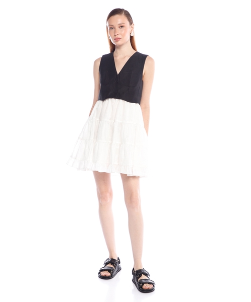 Двухцветное мини платье