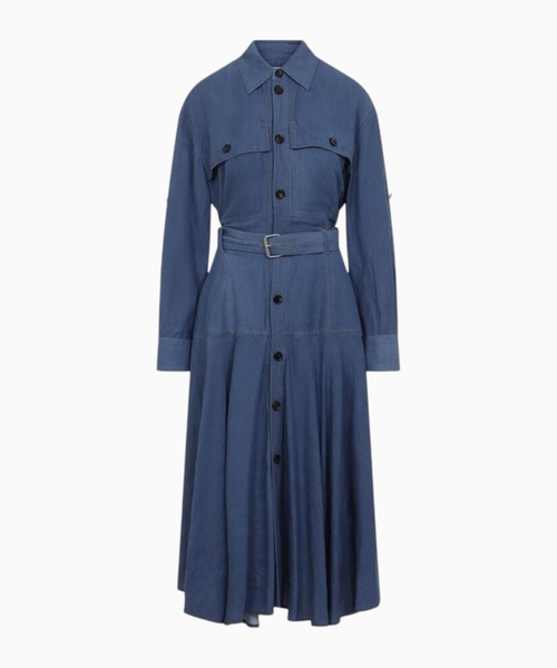 Linen-blend chemise dress