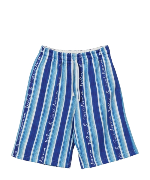 Striped shorts with logo print