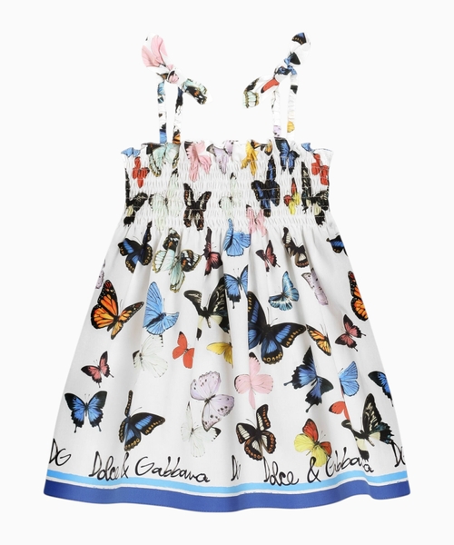 Poplin dress with butterfly print