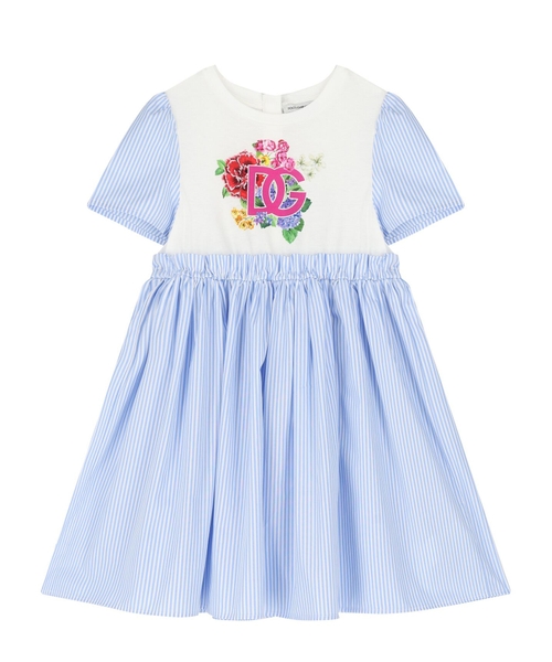 Striped dress with floral DG logo