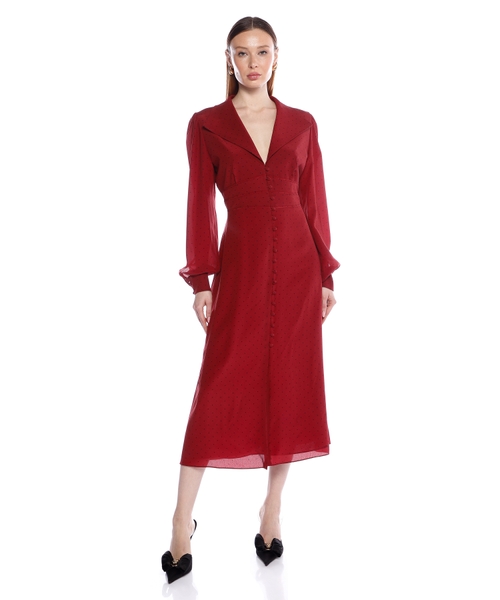 Платье в горошек с воротником