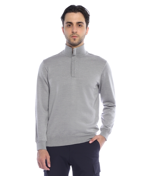 Summer wool half-zip sweater with Alcantara® details