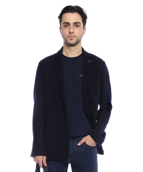 Wool blazer with logo detail