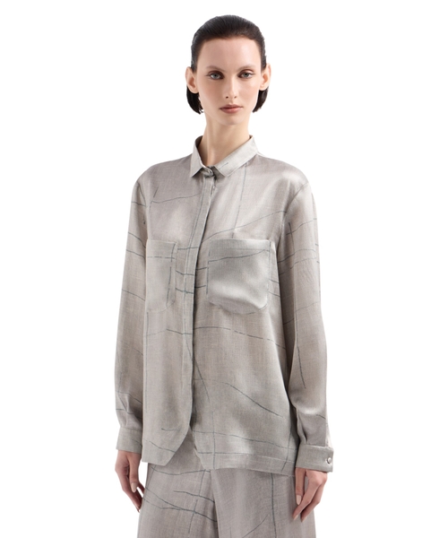 Shirt in printed silk satin