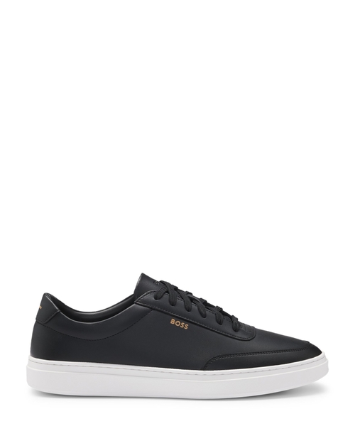 Coated-leather trainers with gold-tone logo