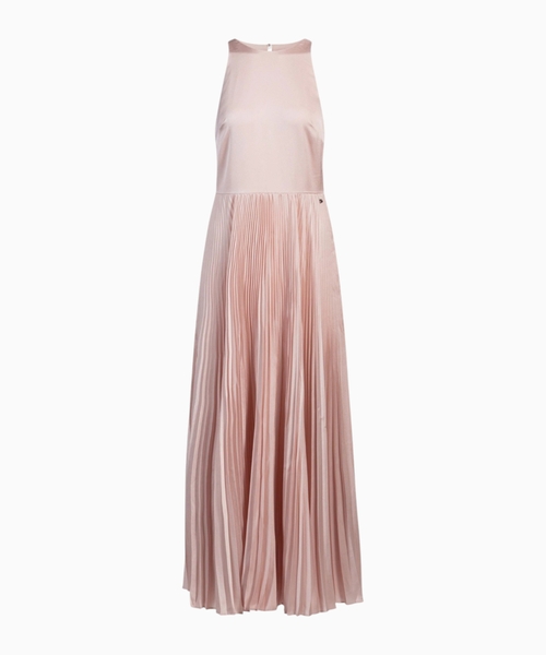 Pleated satin maxi dress