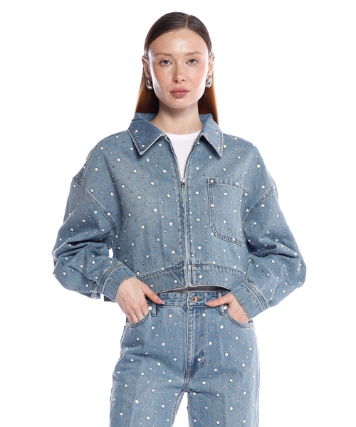 Qaşlı denim gödəkçə