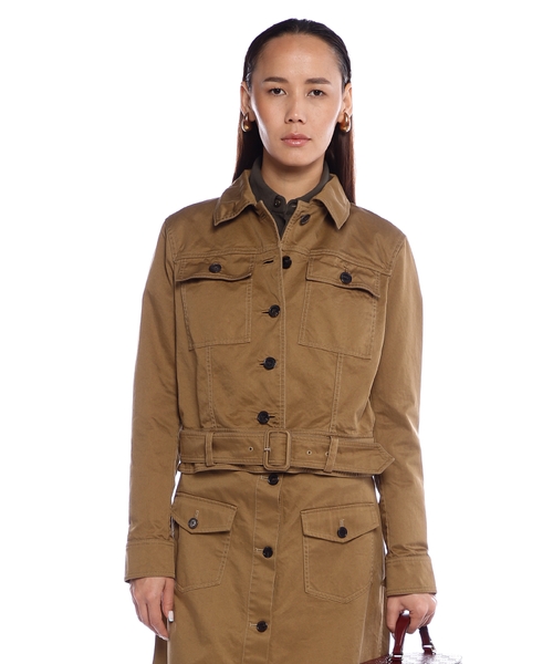 Cropped jacket in cotton serge