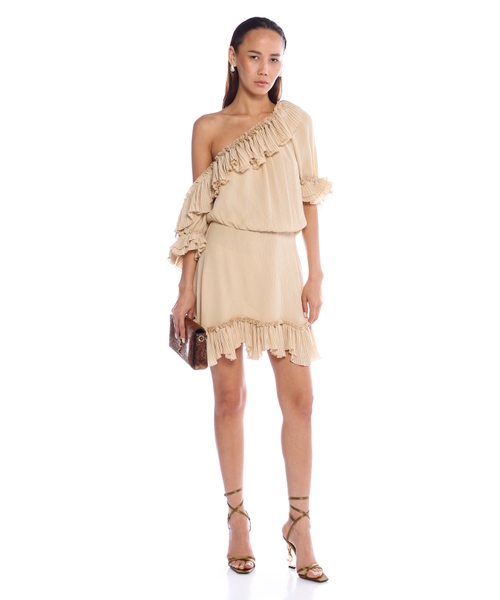 Ruffled dress in silk