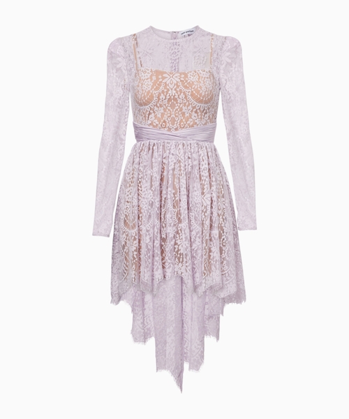 Lace satin mini dress
