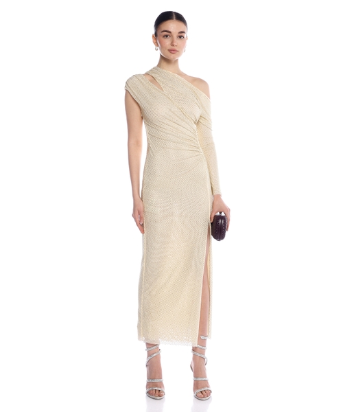 Kristallar ilə bəzədilmiş maksi don