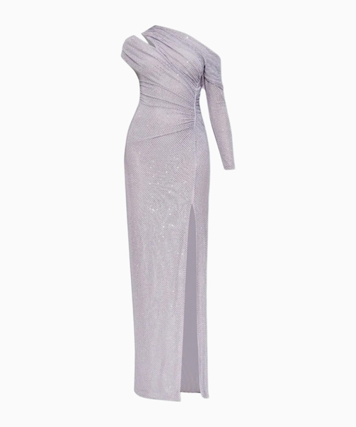 Rhinestone gathered maxi dress