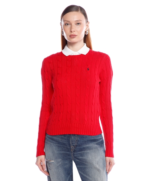 Cable-knit cotton jumper