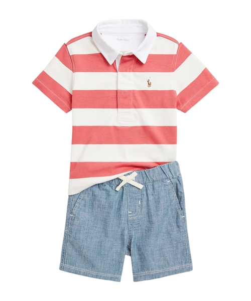 Cotton polo shirt and shorts set