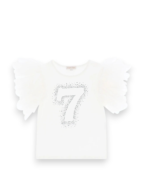 Футболка с тюлевыми рукавами, украшенная кристаллами