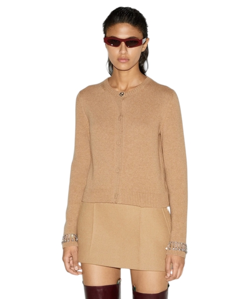 Rhinestone embellished wool cardigan