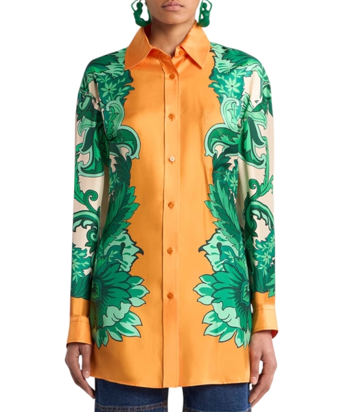 Рубашка с цветочным принтом и узлом сзади