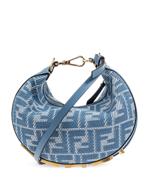 Fendigraphy denim-effect FF jacquard mini çanta