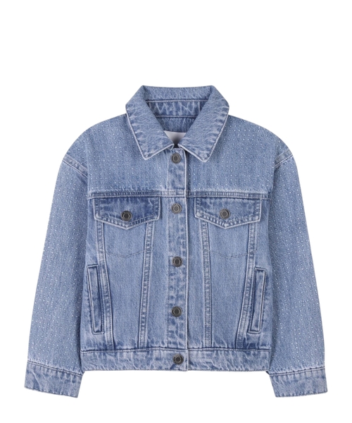 Crystal embellished denim jacket