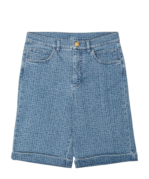 Denim shorts with cuffed hem
