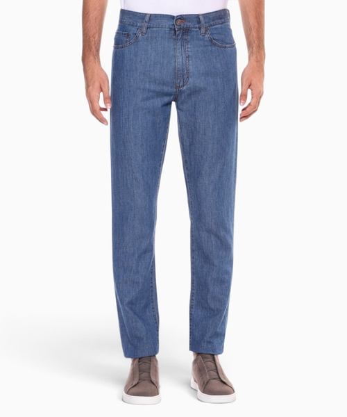 Rinse wash cotton and linen jeans