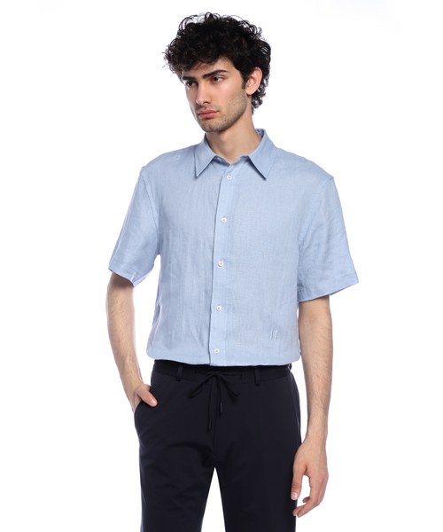 KL naxışlı kətan köynək