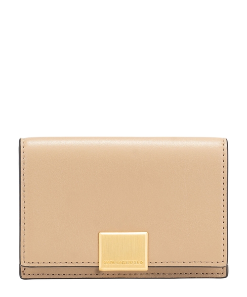 Кожаный картхолдер с золотистым логотипом