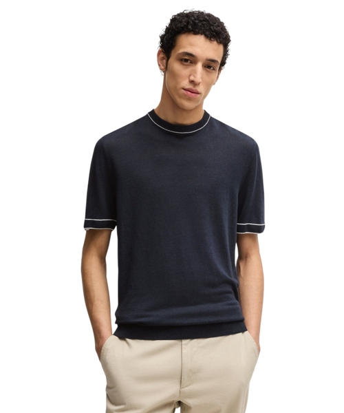 Linen-blend jumper with tipping